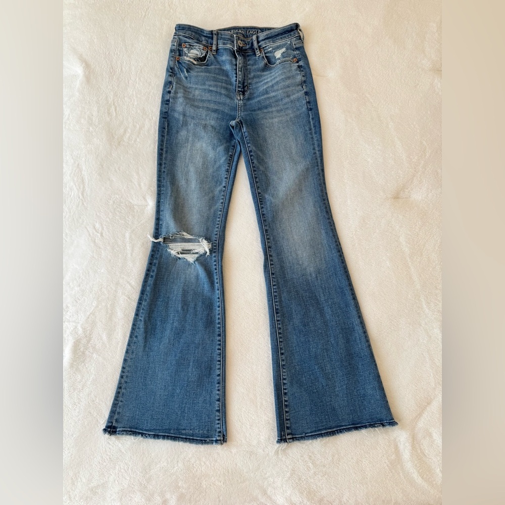 American Eagle Outfitters Blue Flare Wide Leg Jeans